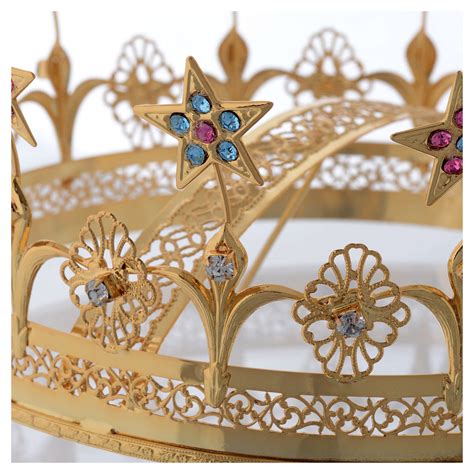 Virgin Mary Star Crown in Golden Brass Filigree | online sales on ...