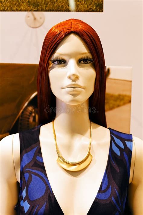 Mannequin in blue dress stock photo. Image of necklace - 72816848