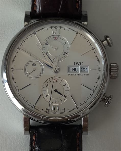 IWC Portofino Chronograph 42MM Silver Dial Leather Strap (IW391027 ...