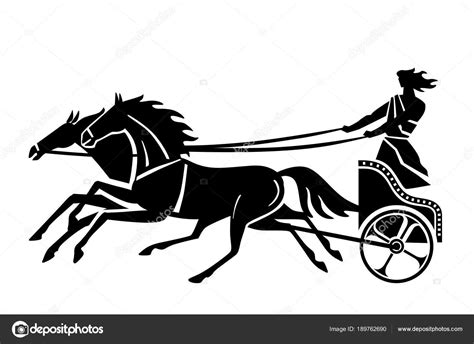 Download - Roman Chariot Silhouette Vector Drawing — Stock Illustration ...