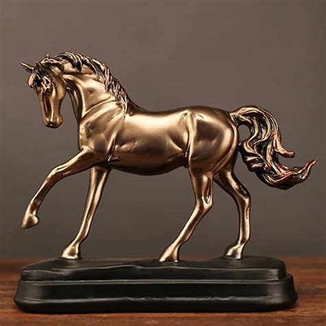 Vintage Resin Gold Horse Statues Figurines Ornaments Horse Sculpture Crafts Home Office ...