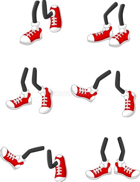 Cartoon Walking Feet on Stick Legs in Various Positions Stock Vector - Illustration of shoes ...