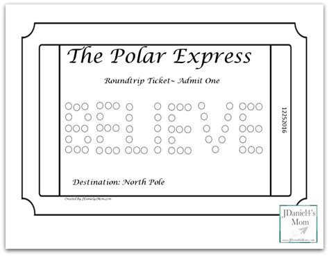 Polar Express Ticket Coloring Template