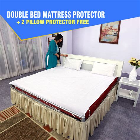 Buy Double Bed Mattress Protector Sheet with 2 Pillow Protector Online ...