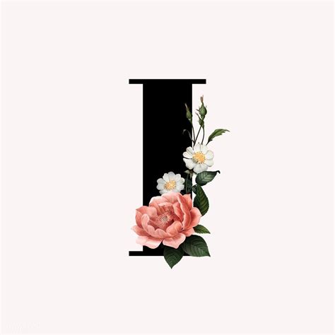 Download free illustration of Classic and elegant floral alphabet font letter I about letter ...