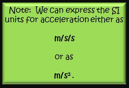 The SI Units for Acceleration