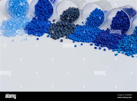 different blue plastic resin granulates for injection moulding process in different granulate ...