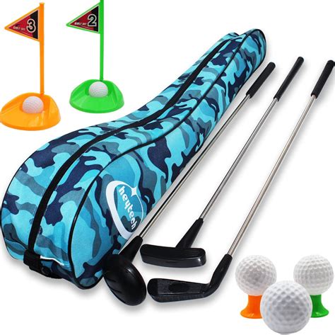 Gold Toy Kid's Toy Golf Clubs Set Deluxe Outdoor Golf Toy Set Toddler ...