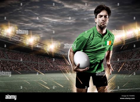 Irish rugby player, wearing a green uniform in a stadium Stock Photo - Alamy