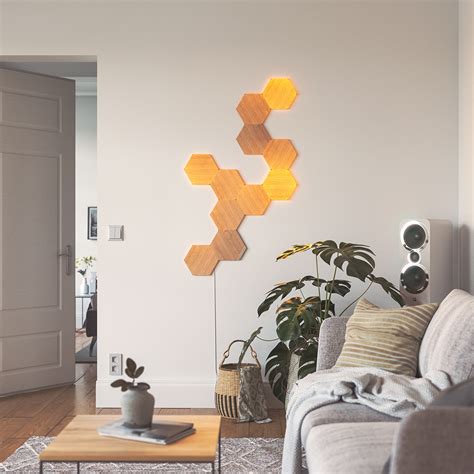 Nanoleaf Elements Wooden Look Hexagon Starter Kit (7 Panels) - Smart ...