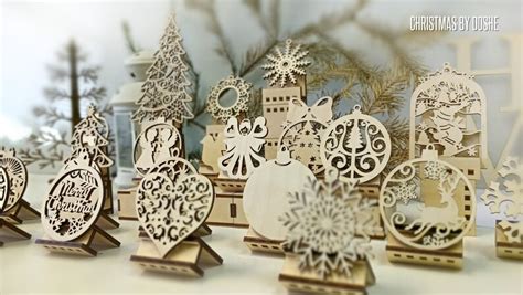 CHRISTMAS ORNAMENTS Family Gifts Laser cut wood Holiday | Etsy