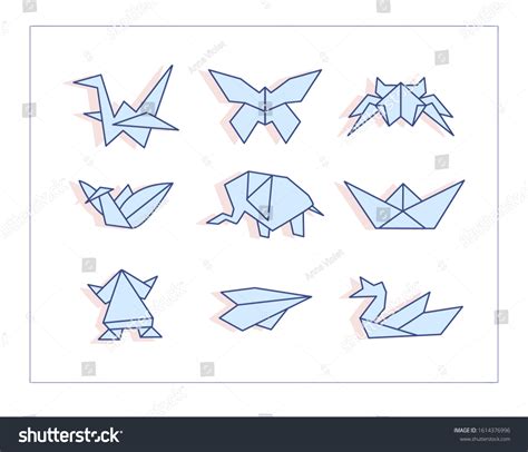 Origami Vector Cartoon Isolated Art On Stock Vector (Royalty Free) 1614376996 | Shutterstock