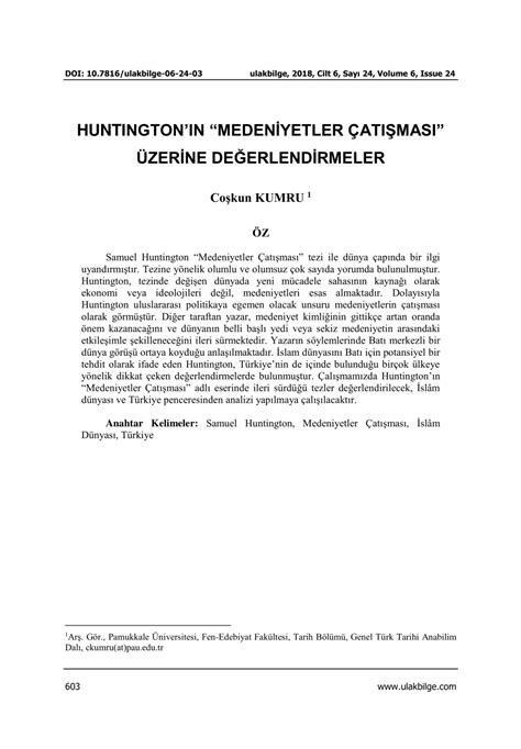 (PDF) EVALUATIONS ON HUNTINGTON’S CLASH OF CIVILIZATIONS