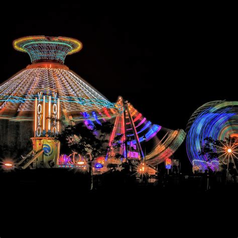 Carnival Rides At Night 02 SQ Format Photograph by Thomas Woolworth