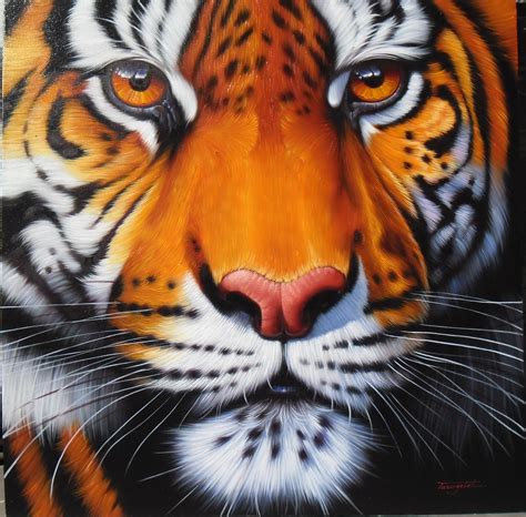 Tiger Painting Oil Painting on Canvas 100X100 Cm. | Etsy