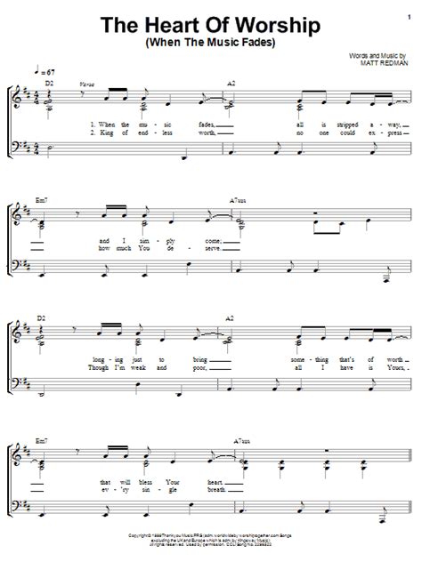 The Heart Of Worship Sheet Music | Matt Redman | Piano, Vocal & Guitar ...