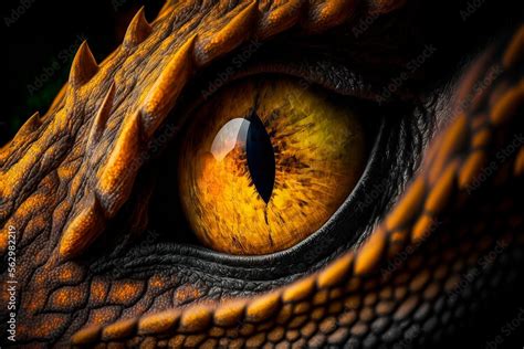 Dinosaur eye, Closeup yellow eye of the dinosaurs with terrifying ...