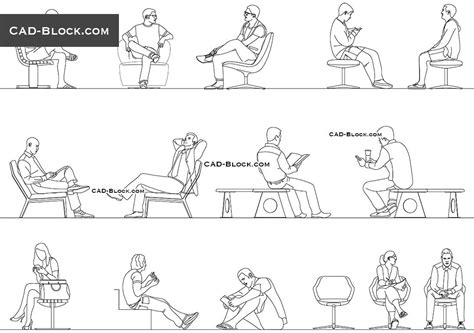 CAD library of Sitting people, download AutoCAD blocks | Human figure sketches, Cad blocks, Cad ...