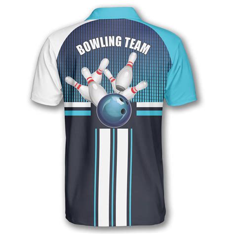 Bowling Ball Strike Light Blue Custom Bowling Shirts for Men - Primesty