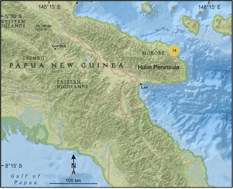 Map showing study sites on the Huon Peninsula, Papua New Guinea,... | Download Scientific Diagram