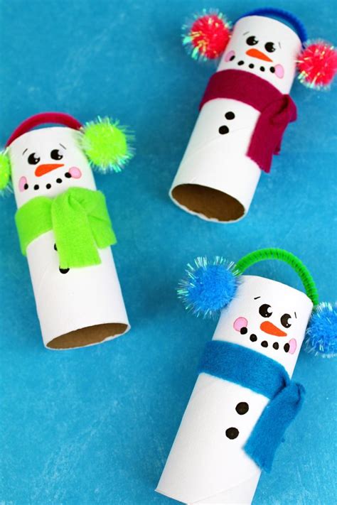 Recycled Toilet Paper Tube Christmas Snowmen Craft