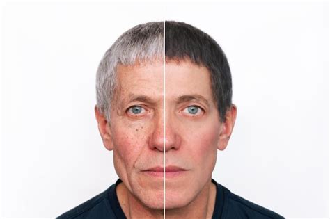 Premium Photo | Comparison of the face of young and aged men. Youth ...