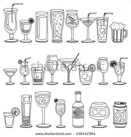 Alcohol drinks and cocktails icon set | Bullet journal banner, Bullet ...