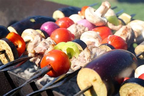 Premium Photo | Barbecue in brazier closeup