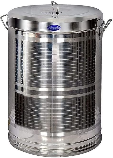 Sharda Metals Large Stainless Steel Storage Drum Containers (Capacity 10kg) : Amazon.in: Home ...