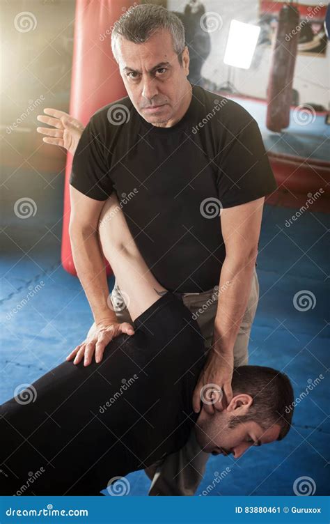 Kapap Instructor Demonstrates Standing Arm Lock Techniques Stock Image ...