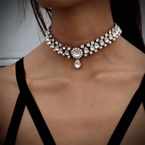 JURAN 2019 Trend NEW FASHION Vintage Classic Choker Necklace Full Crystal Pendant Necklace For ...