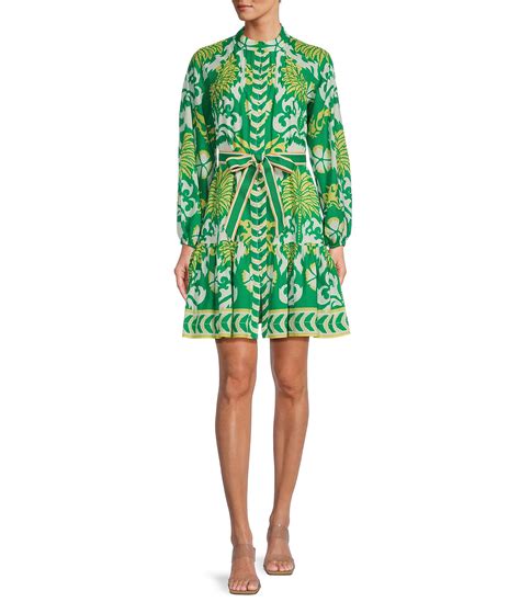 Antonio Melani Brynn Printed Voile Mock Neck Long Sleeve Shirt Dress | Dillard's