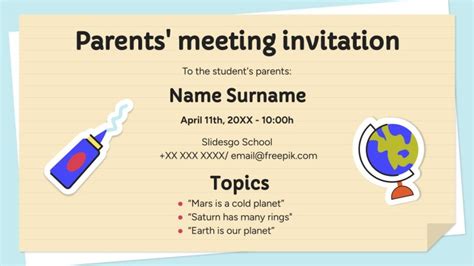 Parents' Meeting Invitation Newsletter | Google Slides & PPT