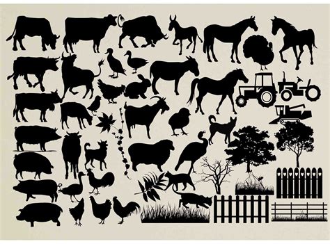 Farm Animal Silhouette Farm Animal Clipart Farm Animals Svg | Etsy