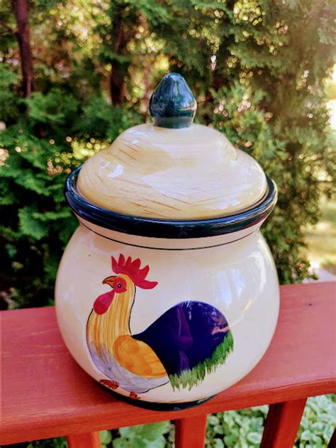 Vintage Ceramic Rooster Cookie Jar Country Farmhouse Kitchen | Etsy