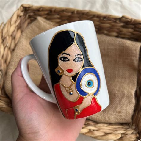 Hand painted Traditional Dress Mug Design #1Default Title | Hand painting art, Glass painting ...