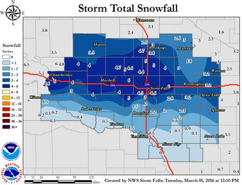 Map and List of Snowfall Reports for February 29-March 1, 2016