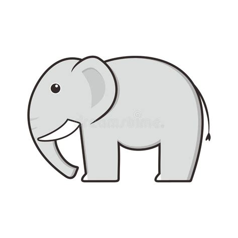 Cute Gray Color Small Elephant Wild Mammal Animal Vector Drawing ...