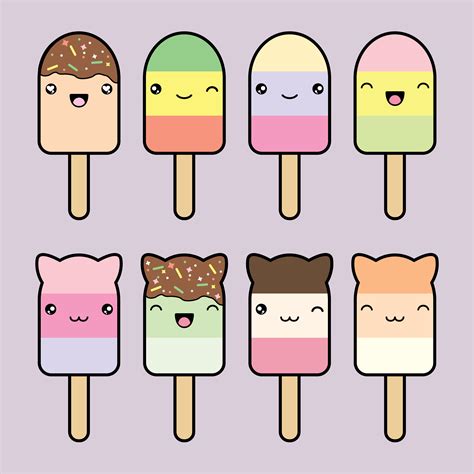 Set collection of cute kawaii style ice cream 360786 Vector Art at Vecteezy