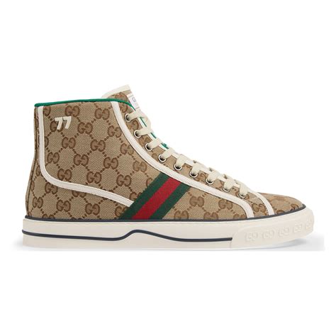 Gucci Brown Gg Signature Hi Top Tennis Sneakers In Multi | ModeSens