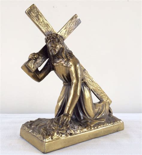 Art Deco: Sculpture "Jesus carries cross" of gilded bronze - Catawiki