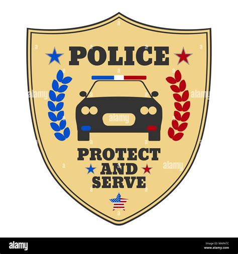 Police sign. Police logo and banner. Elements of the police equipment icons. Protect and Serve ...