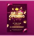 Grand opening party invitation or flyer design Vector Image