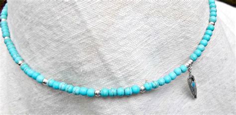 Beaded Turquoise Choker, Boho Beaded Choker, Bohemian Necklace, Boho ...