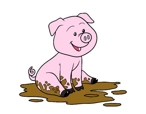 Pig In Mud Coloring Page