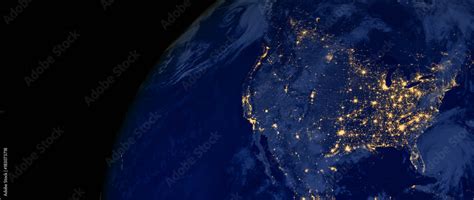 United States of America lights during night as it looks like from ...