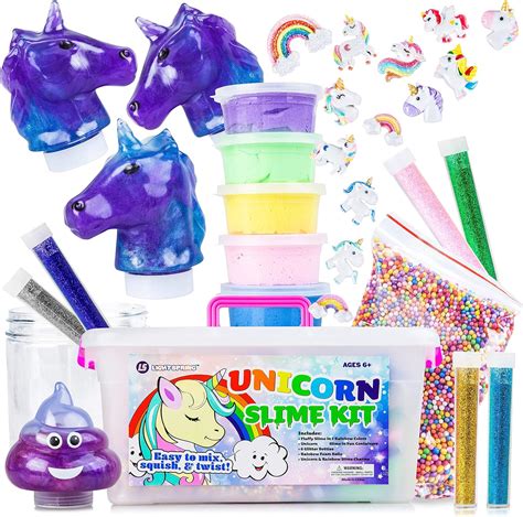 Amazon.com: LightSpring Unicorn Slime Kit for Girls - Fluffy Slime Gift for Girls Ages 6+ Charms ...