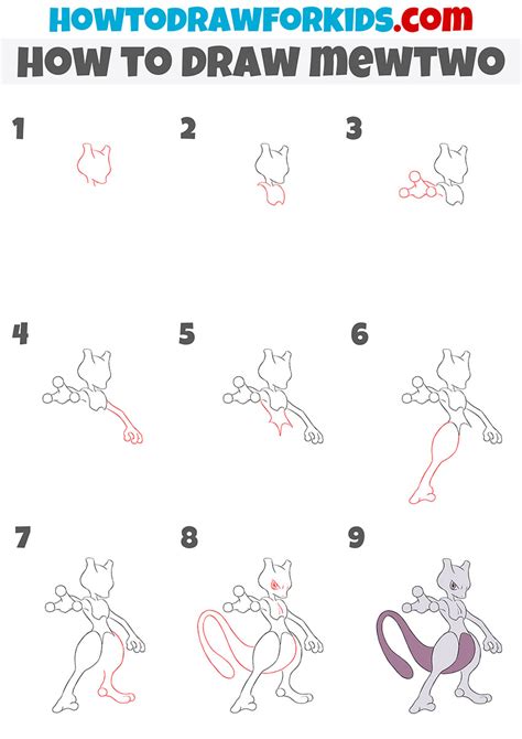 How to Draw Mewtwo - Easy Drawing Tutorial For Kids