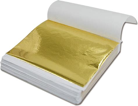 100 Sheets Imitation Gold Foil Paper, Gold Leaf Sheets, Metallic Gold Foil, Gilding Crafting ...