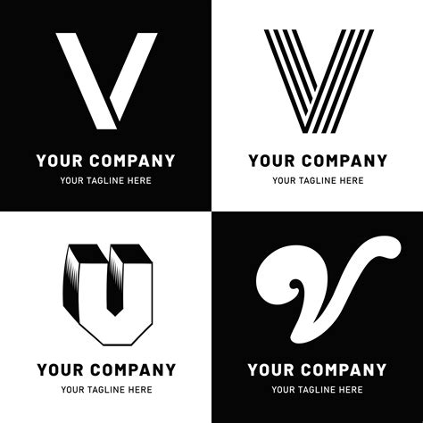 Black and White Letter V Logo Set 2965415 Vector Art at Vecteezy